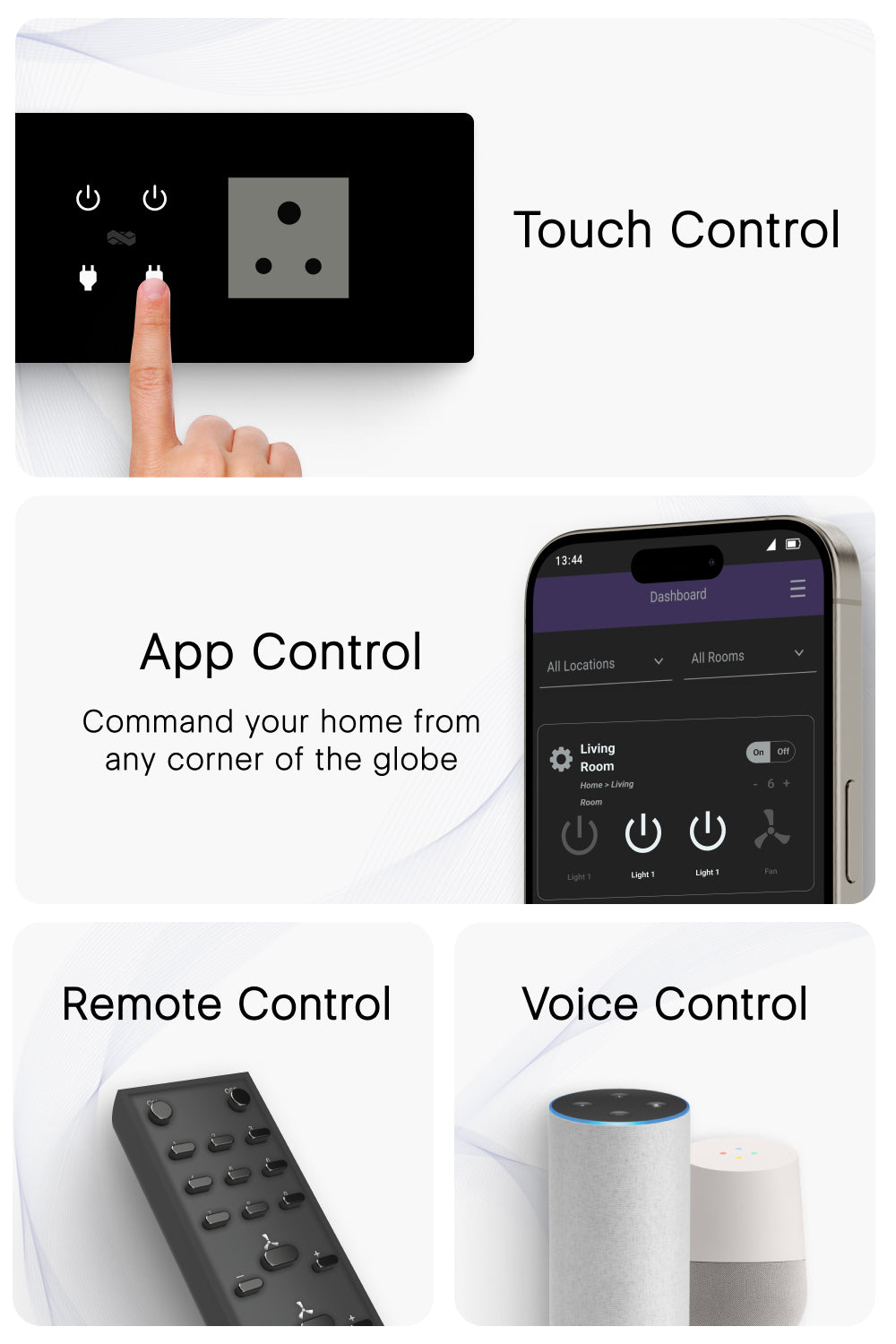 types f control in 8 Gang Wi-Fi Touch Switch